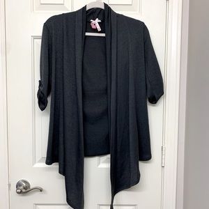 Gray quarter sleeve cardigan, small